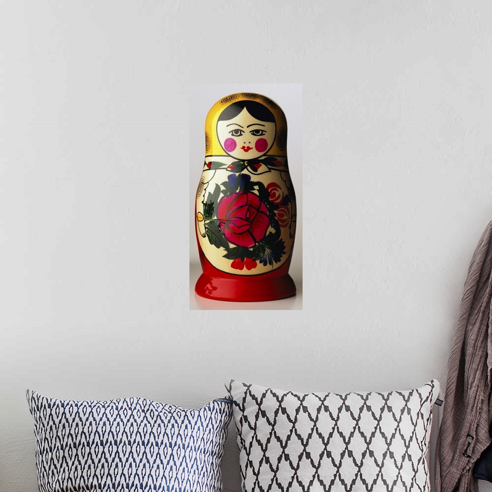 A bohemian room featuring Russian nesting doll