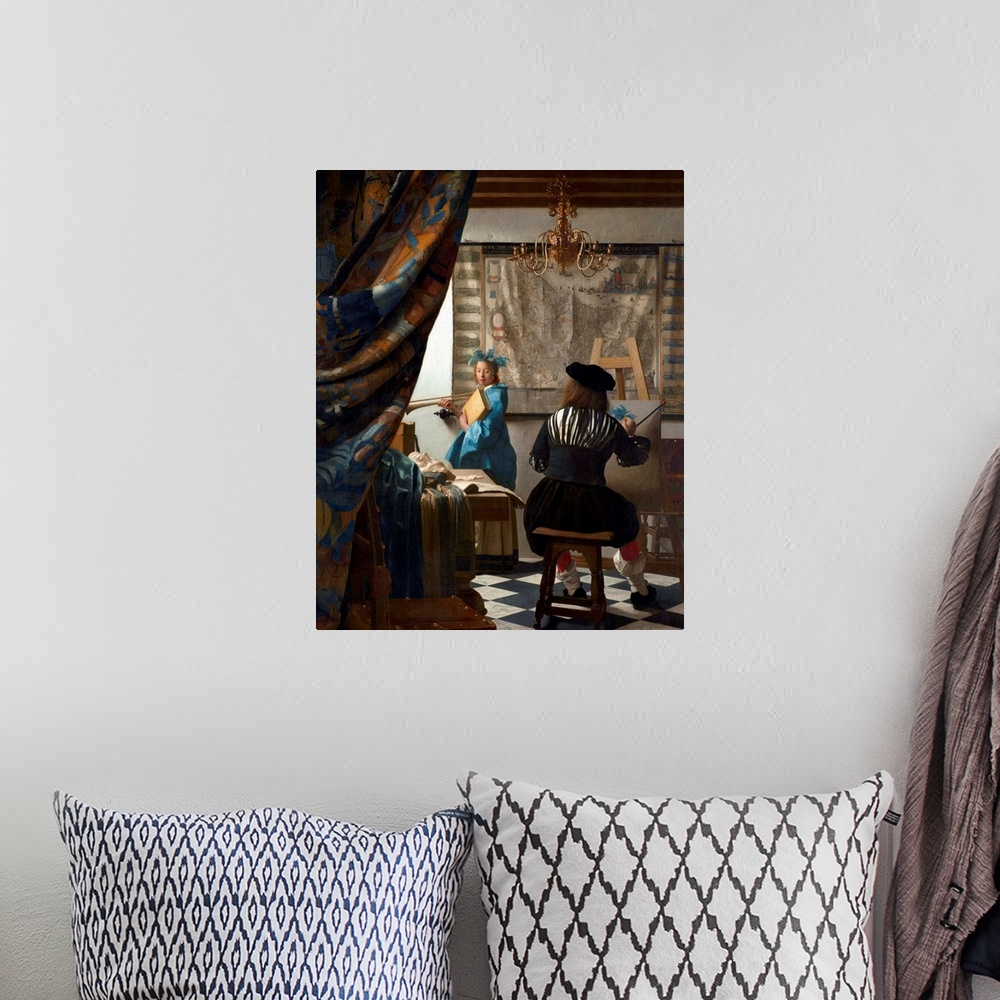 A bohemian room featuring Jan Vermeer (Dutch, 1632-1675), The Art of Painting, 1666-68, oil on canvas, 120 x 100 cm (47.2 x...