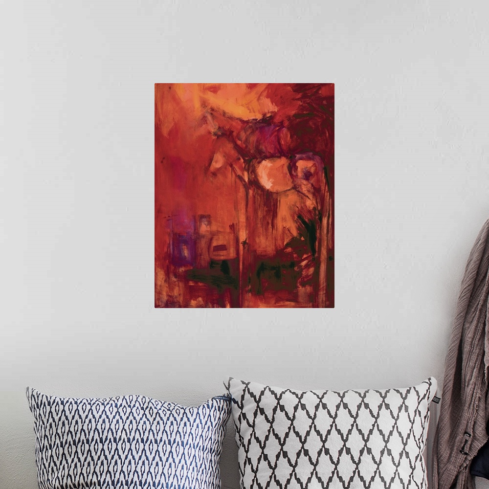 A bohemian room featuring Horses Red Abstract