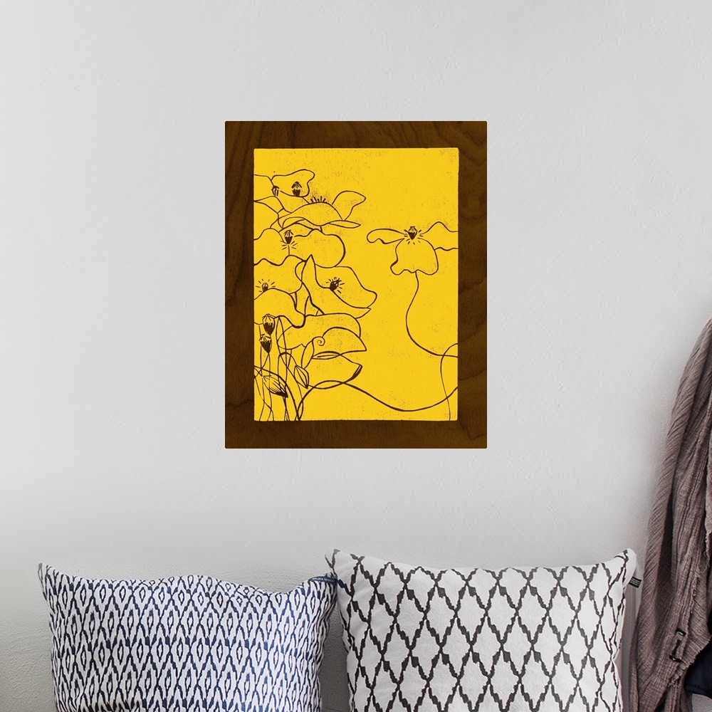A bohemian room featuring Wenge Wood Floral III-Lemon