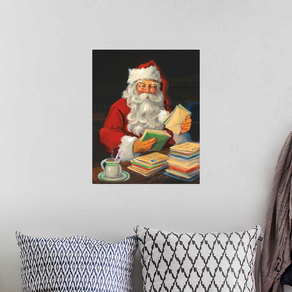 A bohemian room featuring Santa Reading Letters