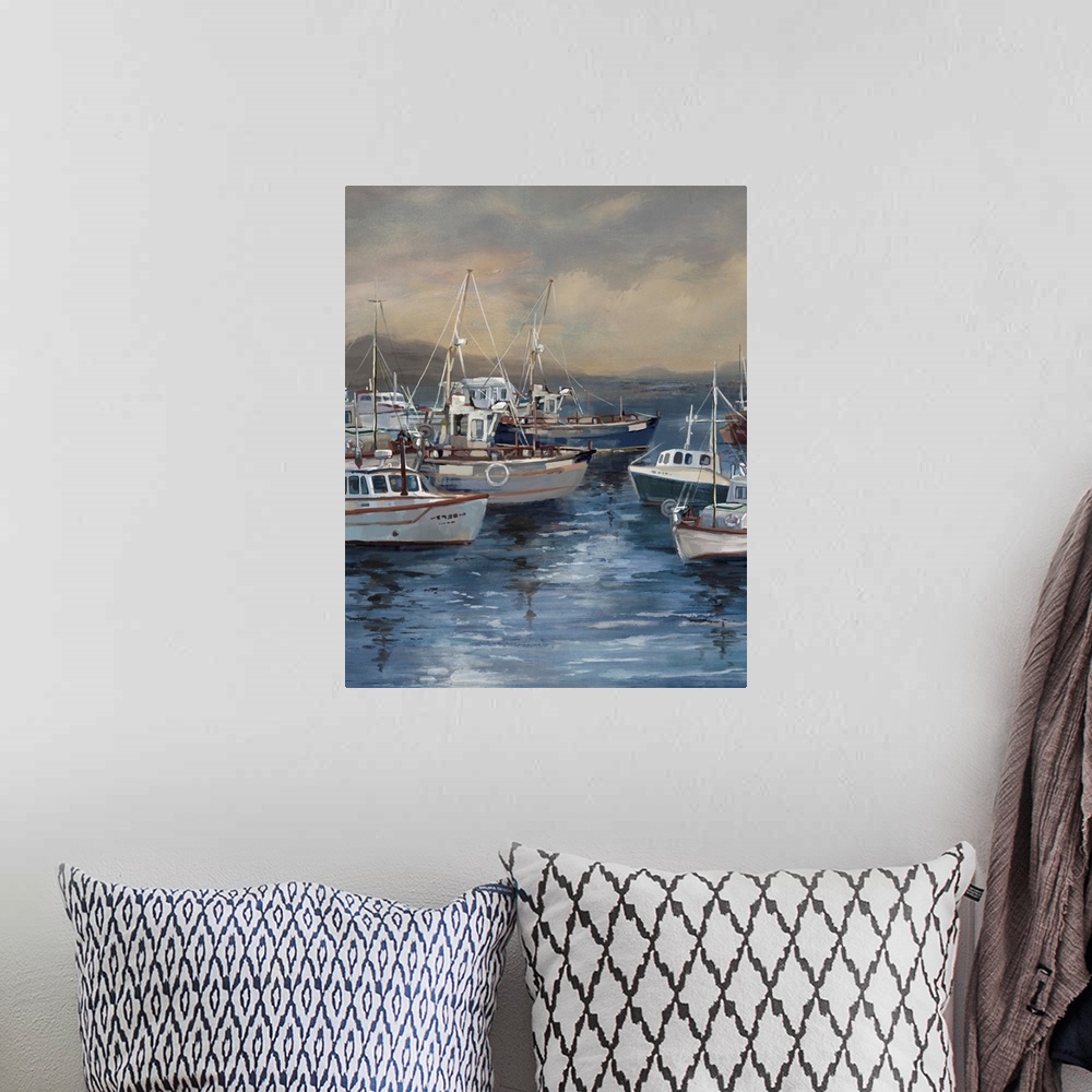 A bohemian room featuring Boats In The Harbor