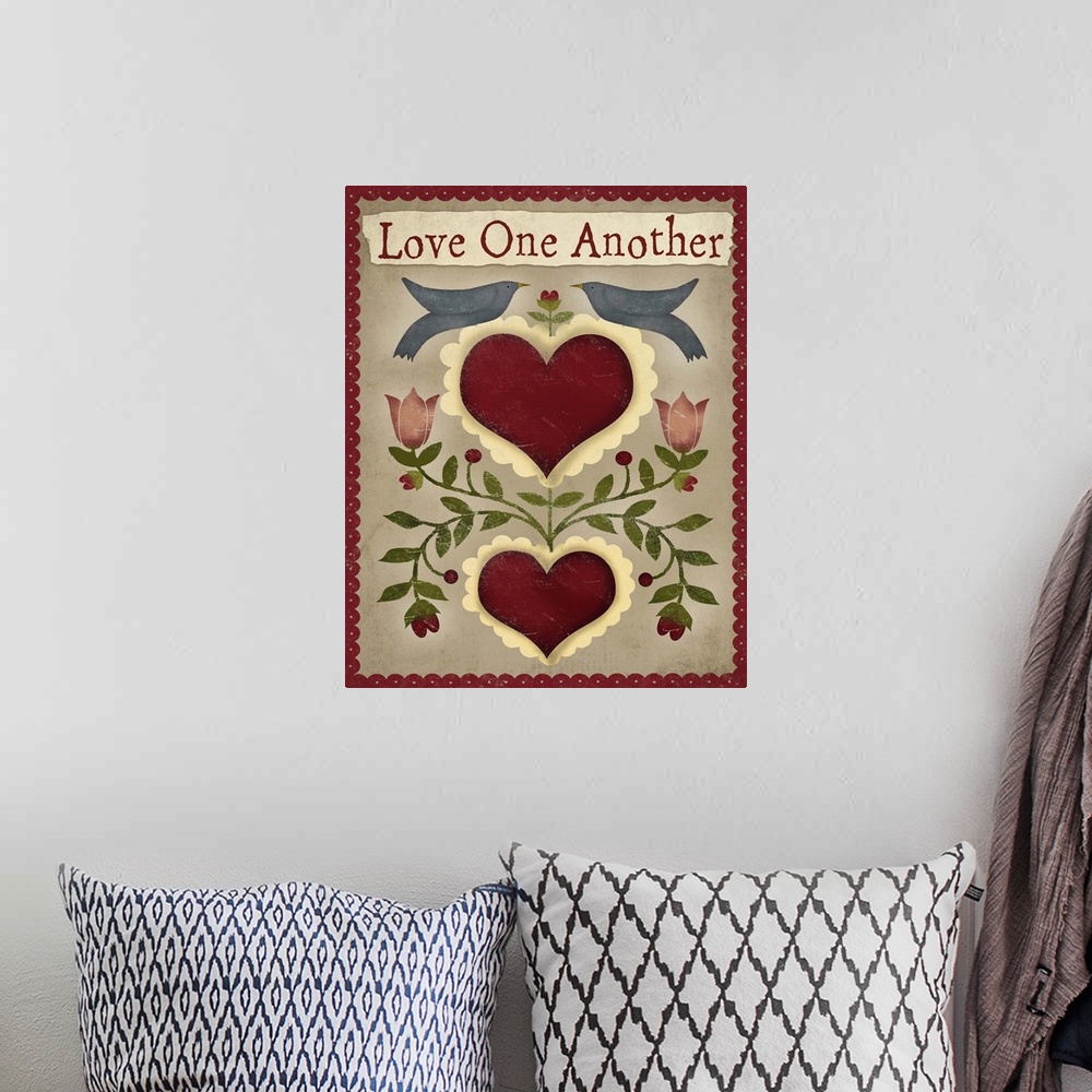 A bohemian room featuring Love One Another
