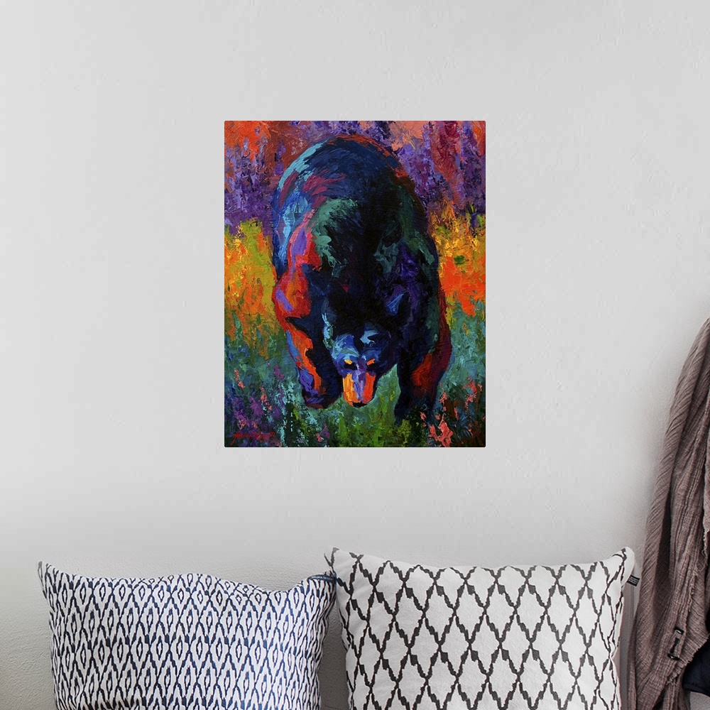 A bohemian room featuring Grounded Black Bear