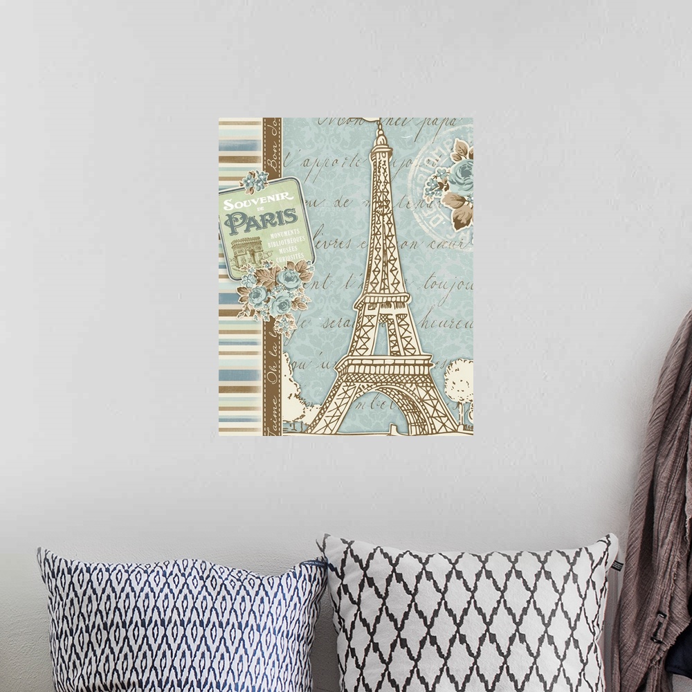A bohemian room featuring Eiffel Tower VI