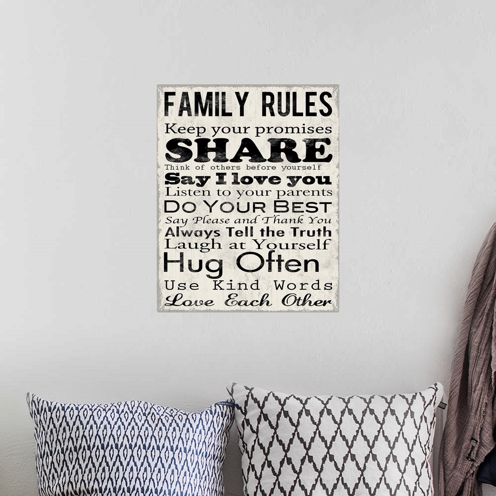 A bohemian room featuring Family Rules Share
