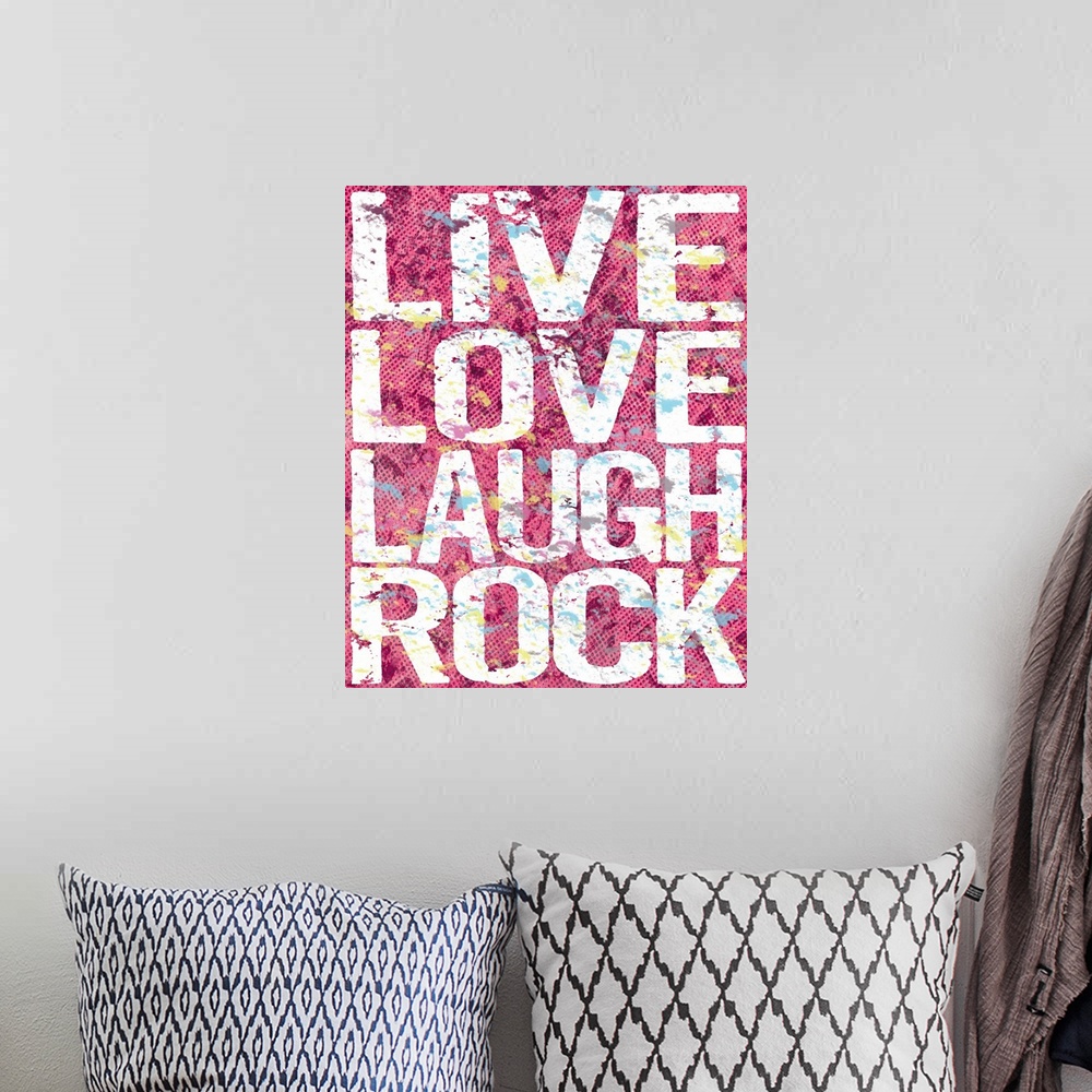 A bohemian room featuring Live love laugh rock