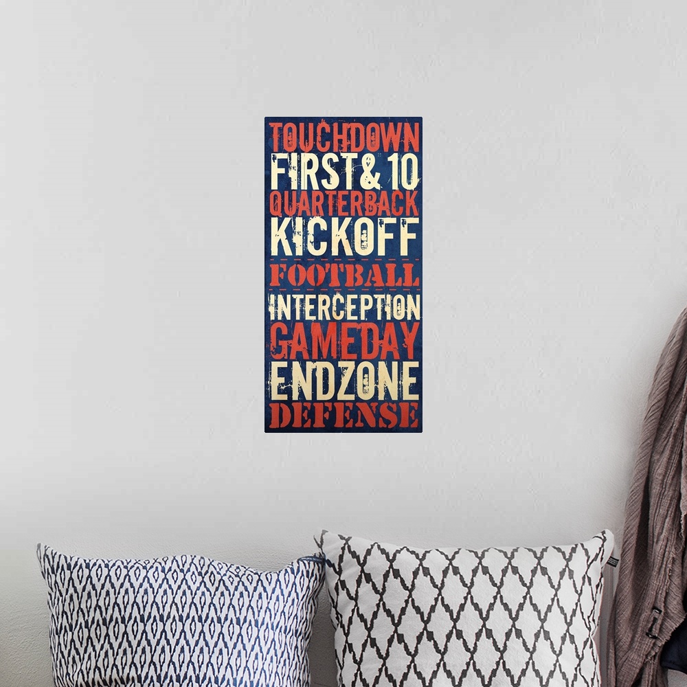 A bohemian room featuring Touchdown Typography Art - Color