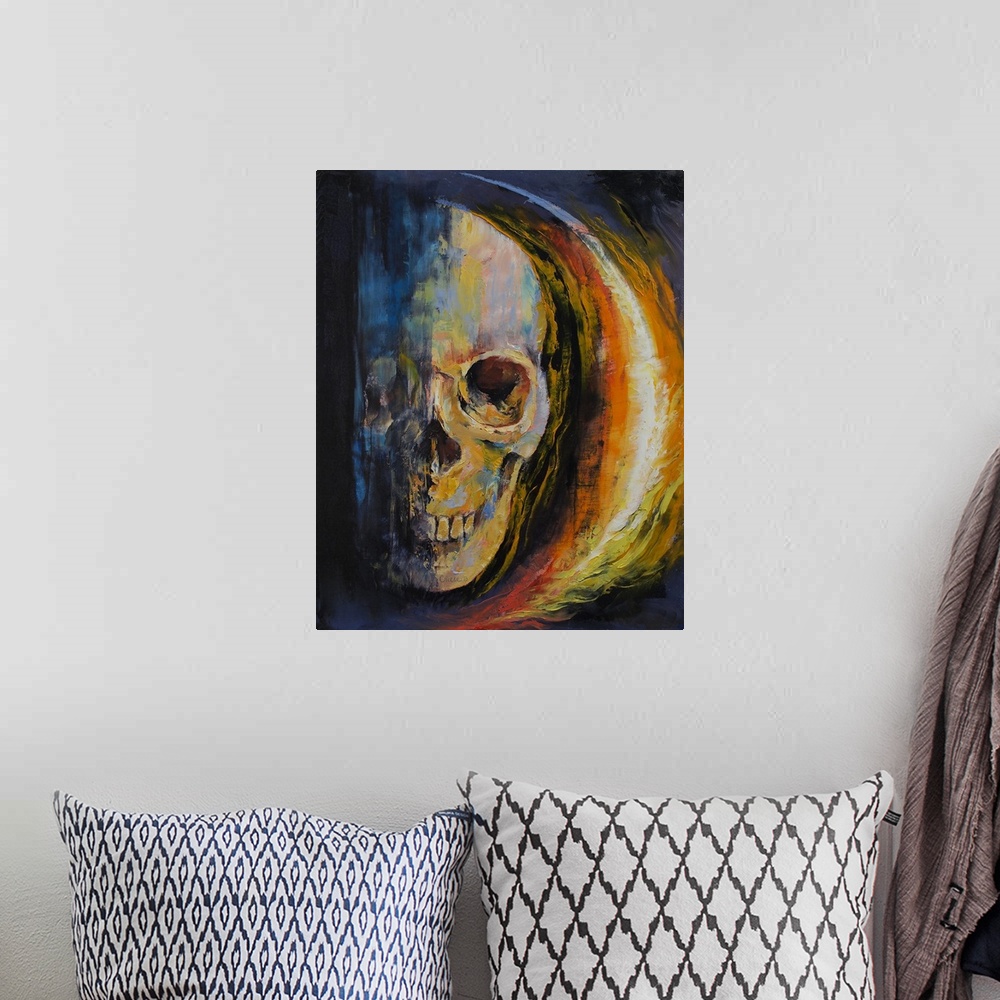A bohemian room featuring Aura - Skull Painting