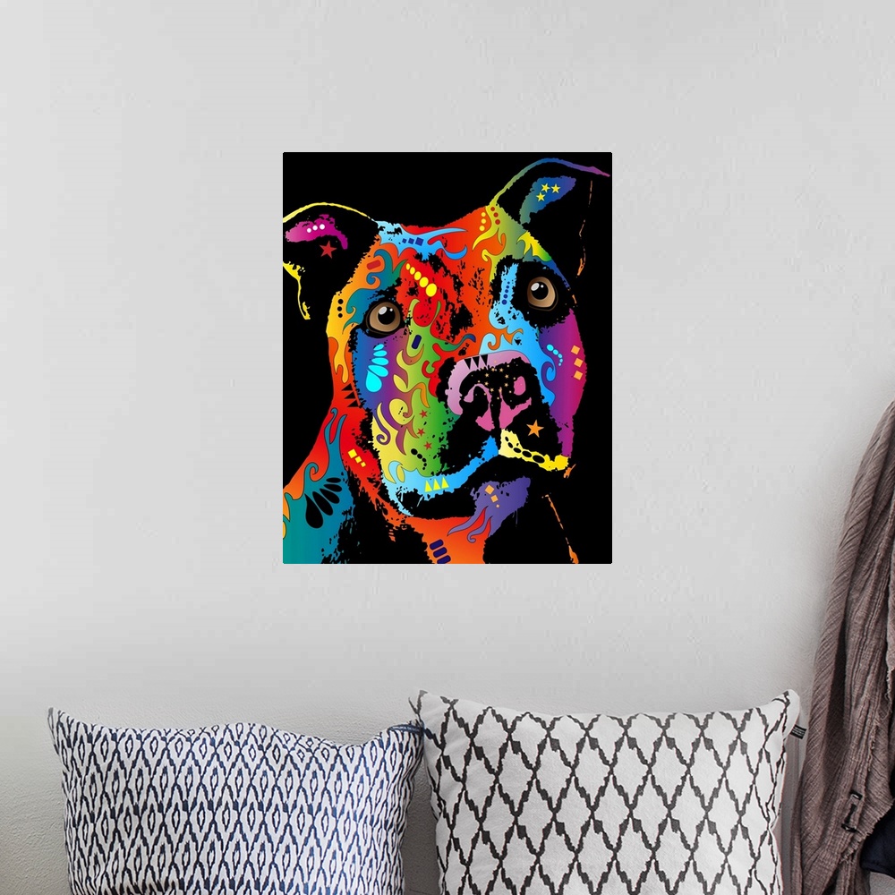 A bohemian room featuring The Staffordshire Bull Terrier (also known as a Staffie, Stafford, Staffross, Staffy or Staff) is...