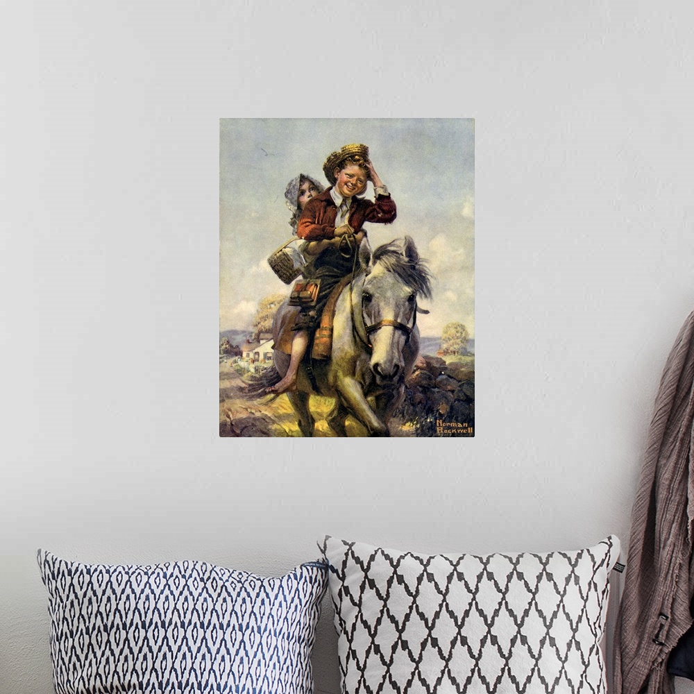 A bohemian room featuring Boy and Girl on Horse. Approved by the Norman Rockwell Family Agency.