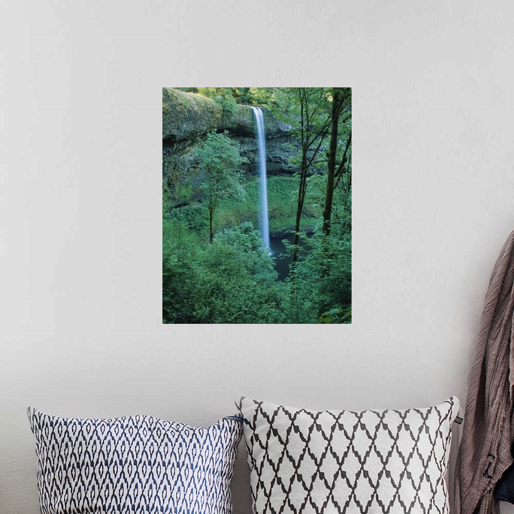 A bohemian room featuring Waterfall in a forest, Silver Falls State Park, Marion County, Oregon