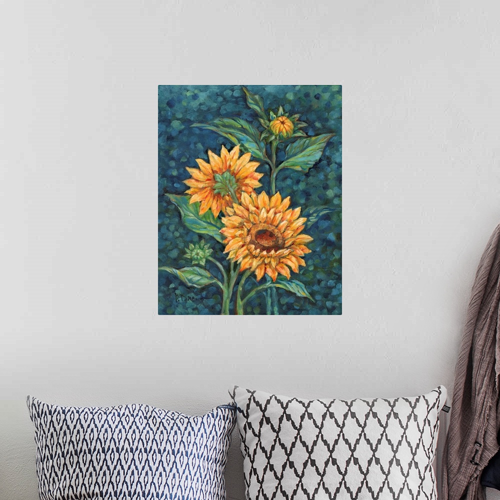 A bohemian room featuring Impressions Of Sunflowers IV