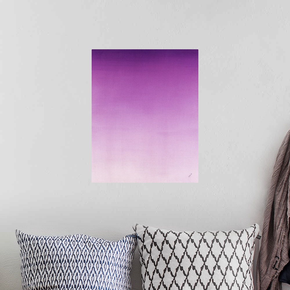 A bohemian room featuring Contemporary painting of purple fading into a lighter shade.