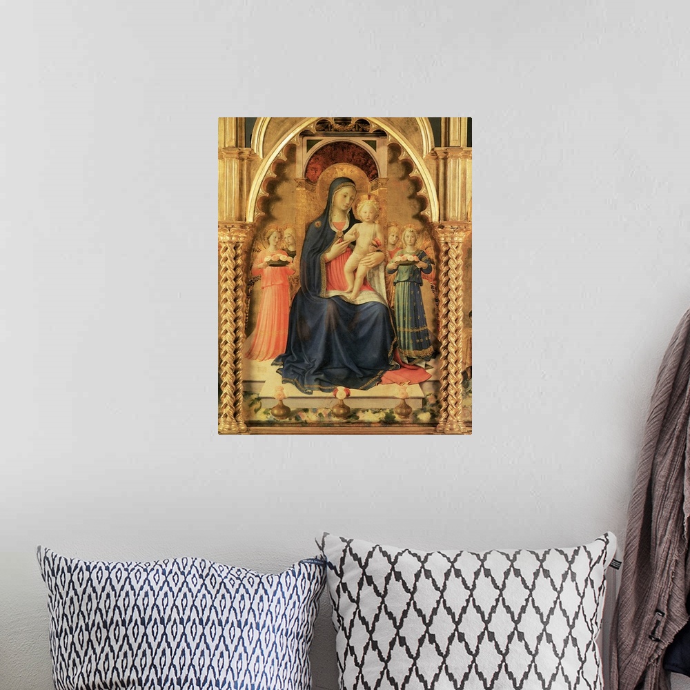 A bohemian room featuring Lady Madonna With Child, Wooden Frame