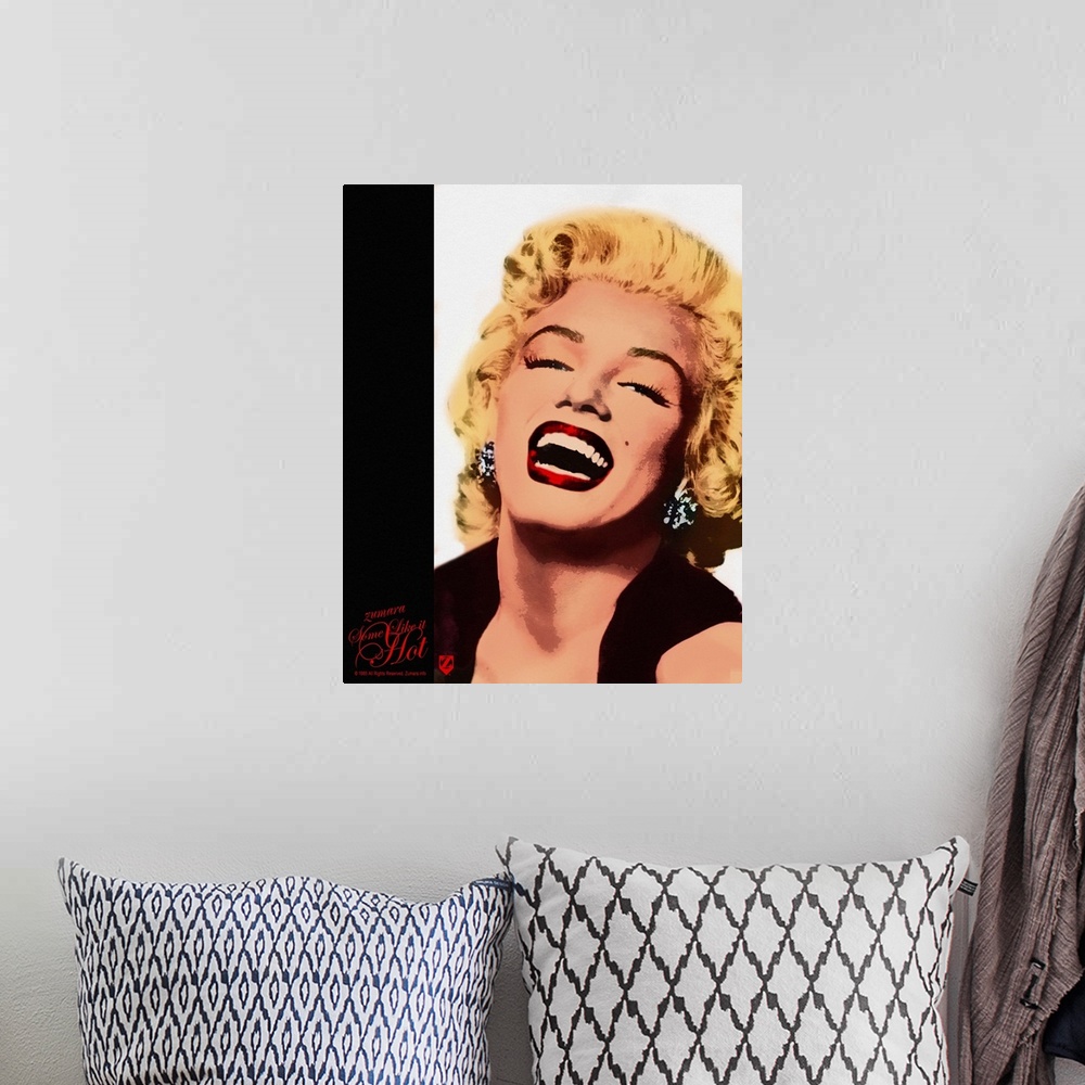 A bohemian room featuring Marilyn Monroe Beauty Shot Laughing