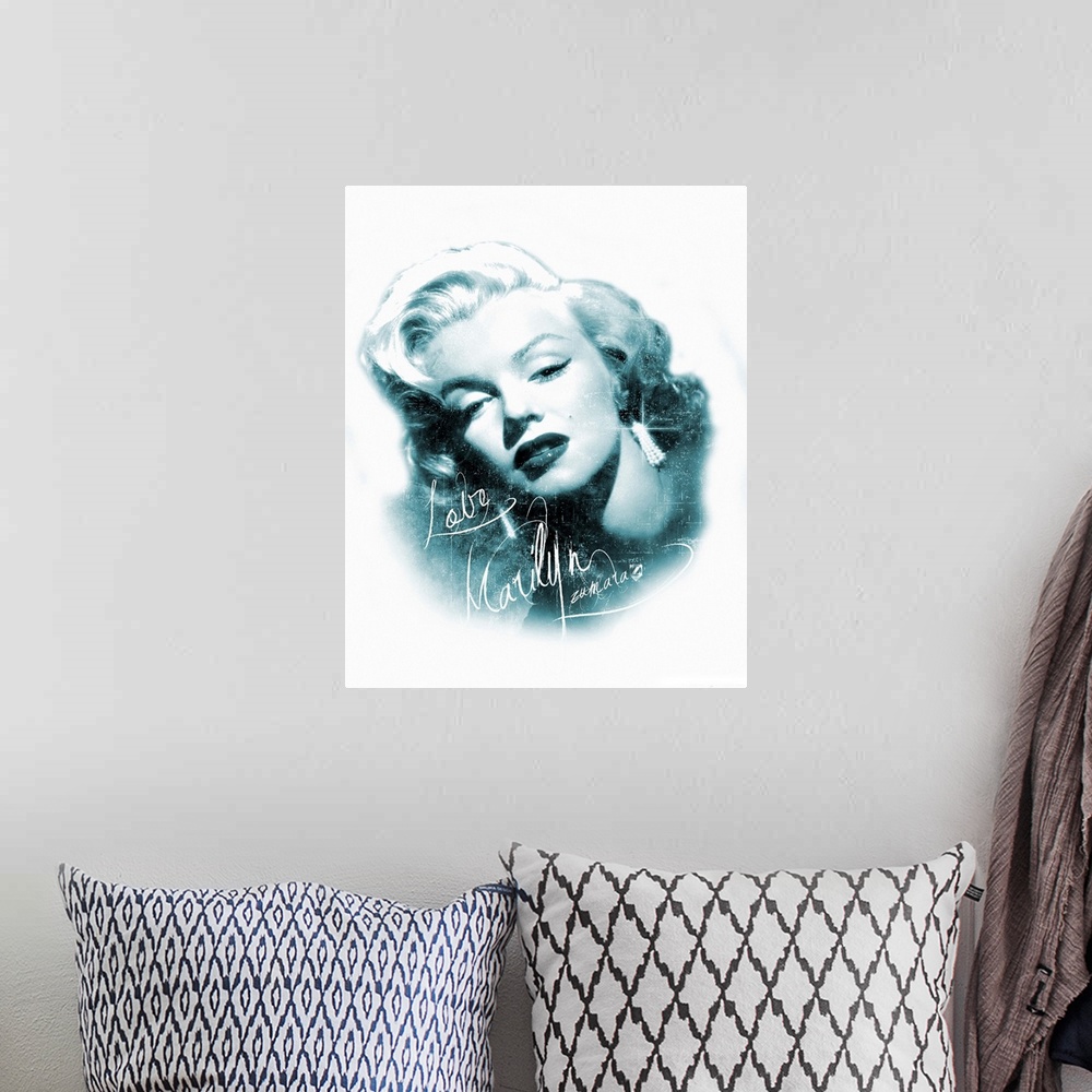 A bohemian room featuring Marilyn Monroe Face Blue