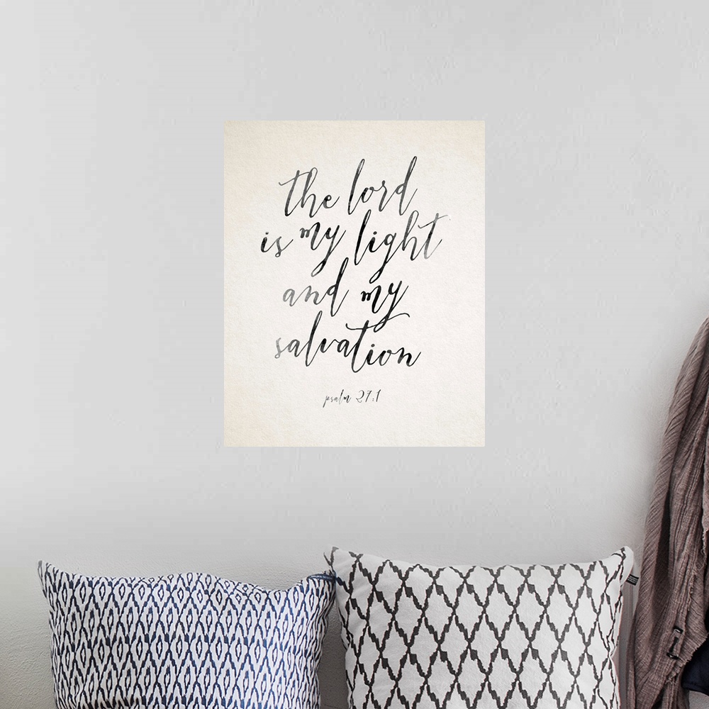 A bohemian room featuring Handlettered Bible Verse - Psalm 27:1