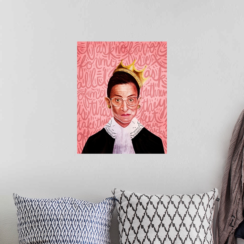 A bohemian room featuring Notorious RBG