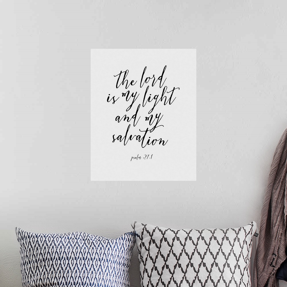 A bohemian room featuring Handlettered Bible verse reading I keep my eyes always on the Lord. With Him at my right hand, I ...