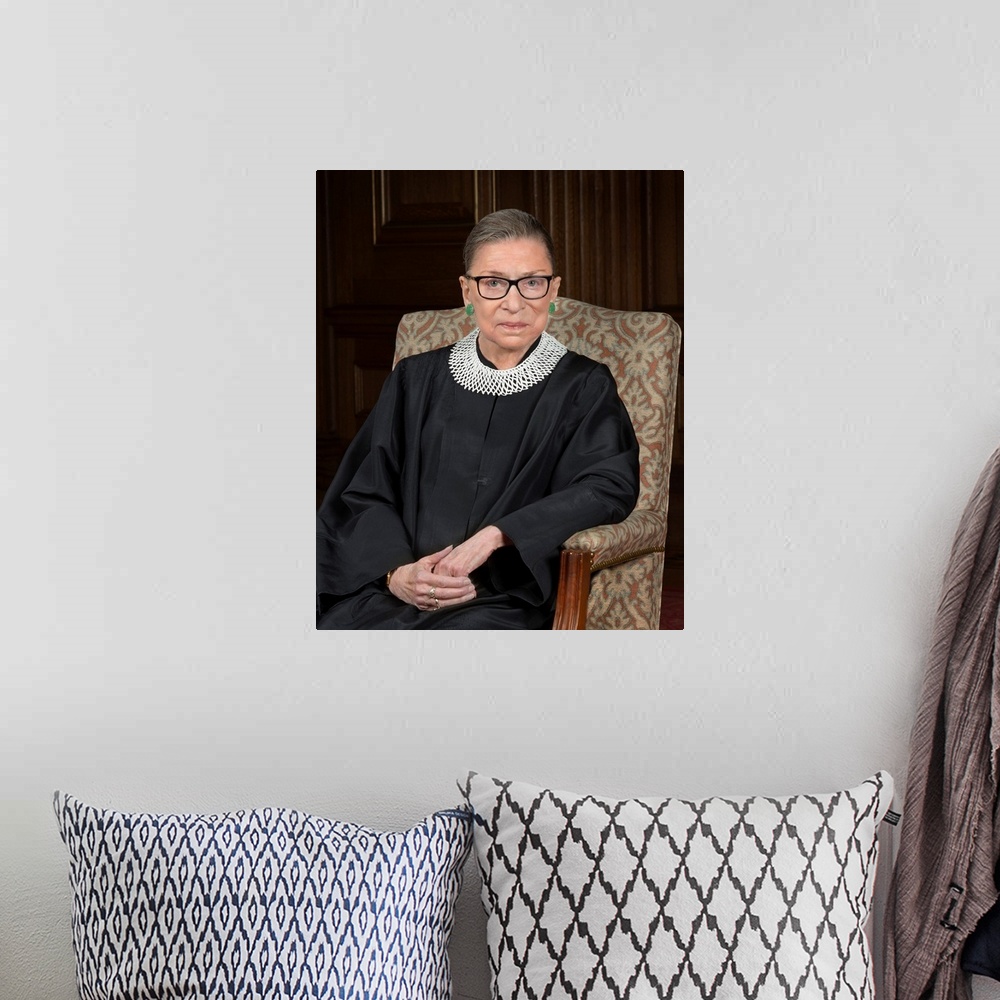 A bohemian room featuring Ruth Bader Ginsburg, Supreme Court of the United States portrait 2016