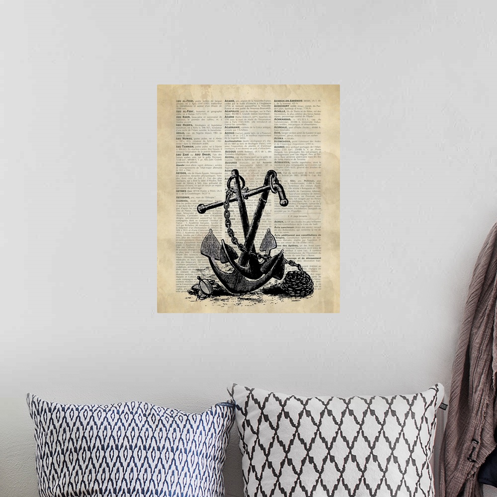 A bohemian room featuring Vintage Dictionary Art: Anchor