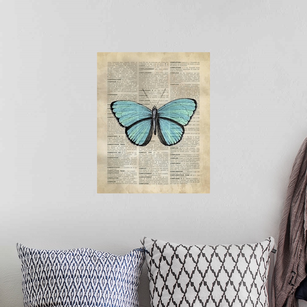 A bohemian room featuring Vintage Dictionary Art: Butterfly 3