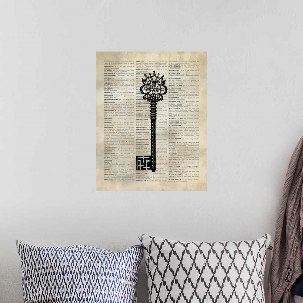 A bohemian room featuring Vintage Dictionary Art: Key