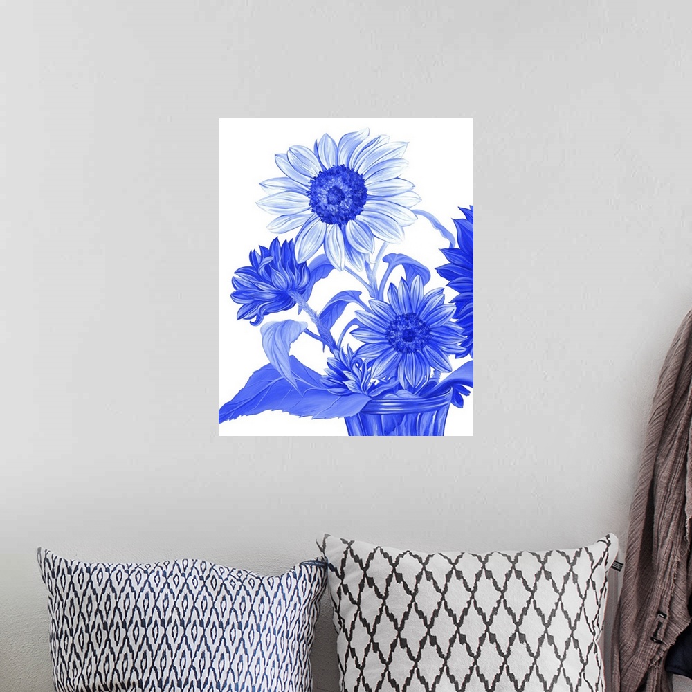 A bohemian room featuring China Sunflowers Blue II