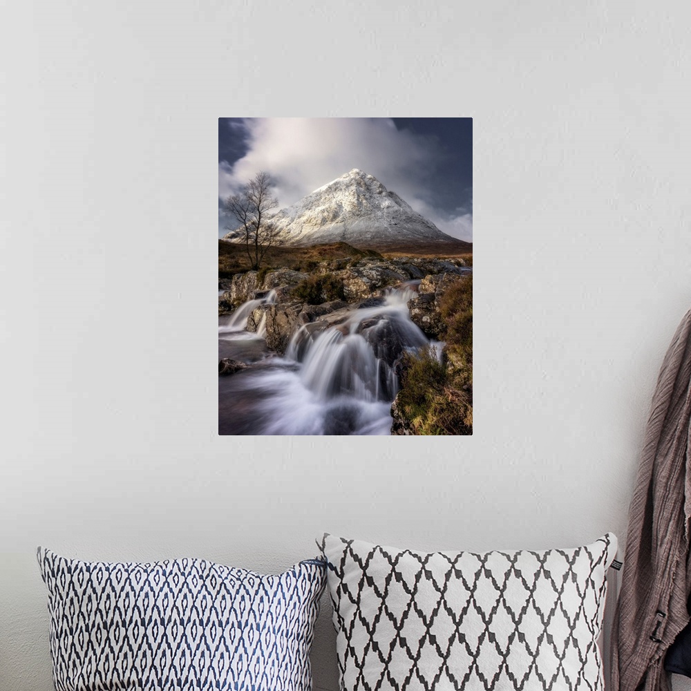 A bohemian room featuring Buachaille Etive Mor and the River Coupall, Glen Etive, Western Highlands, Scotland, United Kingd...