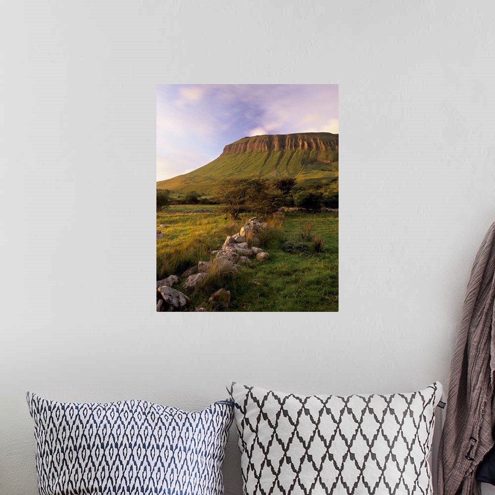 A bohemian room featuring Characteristic shape of Benbulben at sunset, Connacht, Republic of Ireland