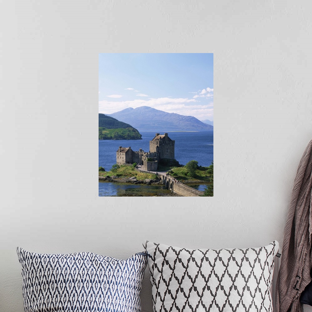 A bohemian room featuring Eilean Donnan Castle, Loch Duich, Highlands, Scotland, UK