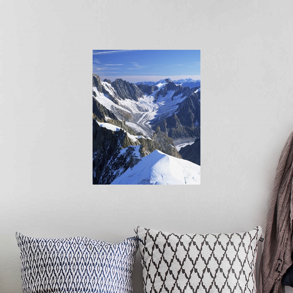 A bohemian room featuring Mont Blanc range near Chamonix, Haute-Savoie, French Alps, France