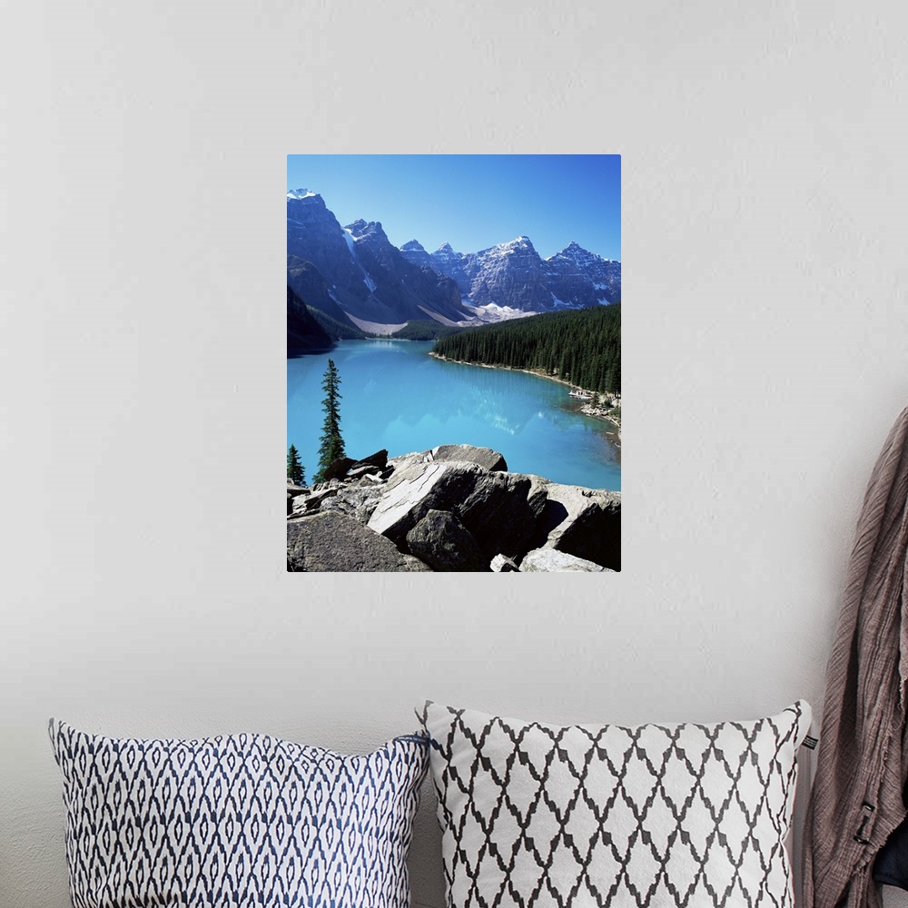 A bohemian room featuring Moraine Lake, Valley of the Ten Peaks, Banff National Park, Alberta, Canada
