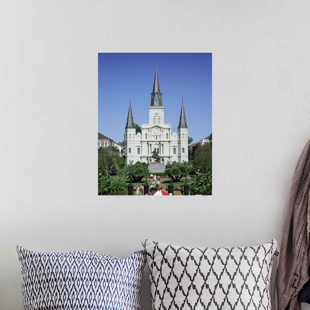 A bohemian room featuring St. Louis Christian cathedral in Jackson Square, French Quarter, New Orleans, Louisiana