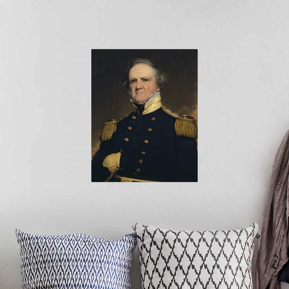 A bohemian room featuring American history painting of General Winfield Scott.