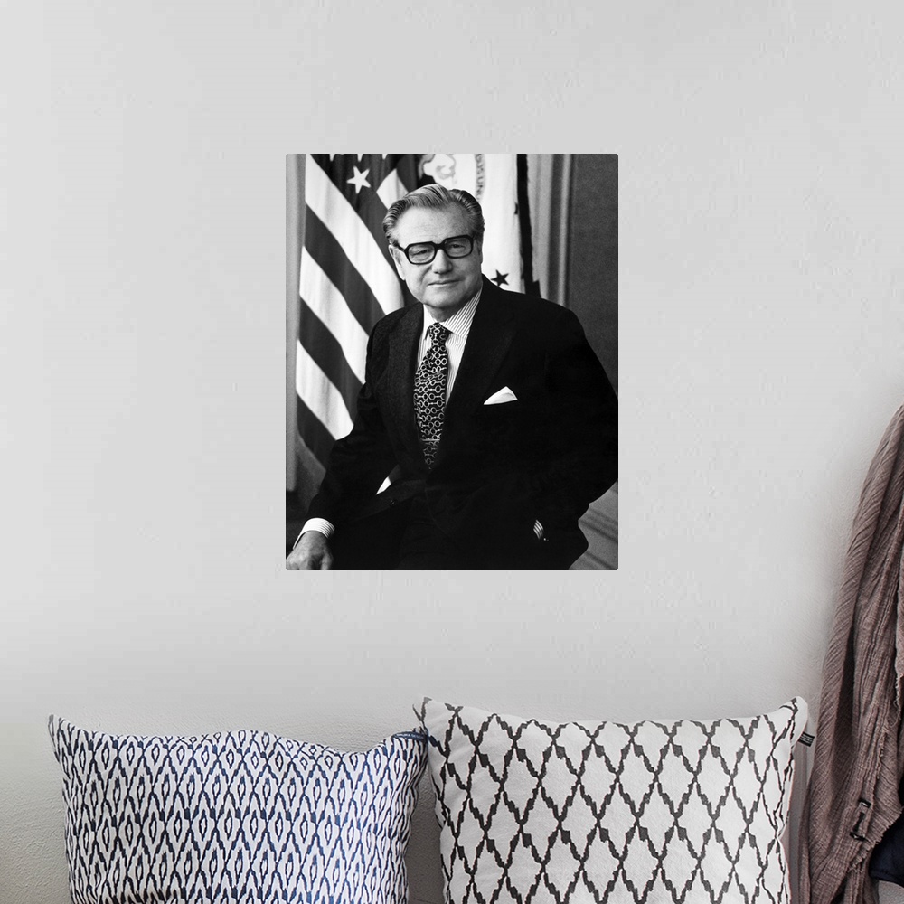 A bohemian room featuring Portrait of Vice President Nelson Rockefeller, 1975.