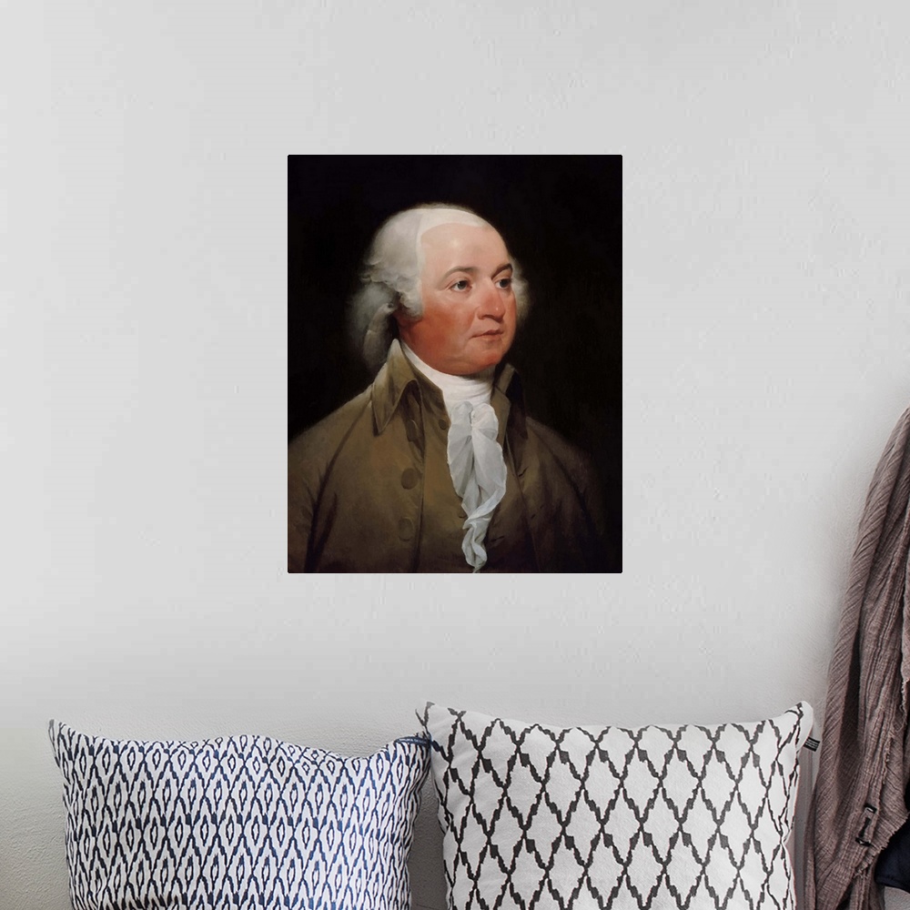 A bohemian room featuring Digitally restored American history painting of President John Adams..