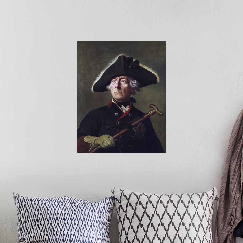 A bohemian room featuring Vintage painting of Frederick the Great. Frederick II was the King of Prussia from 1740 until 178...