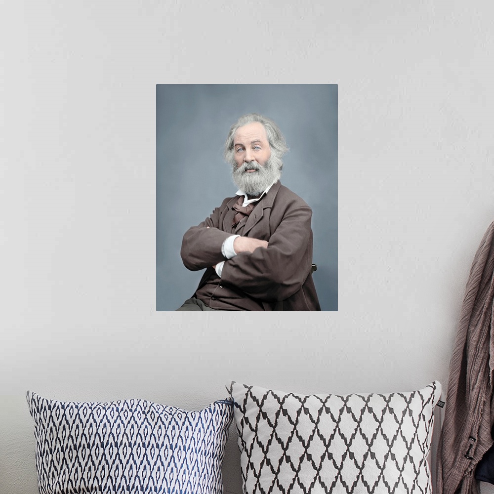 A bohemian room featuring Walt Whitman portrait, American Civil War, 1861 -1865. This photo has been digitally restored and...