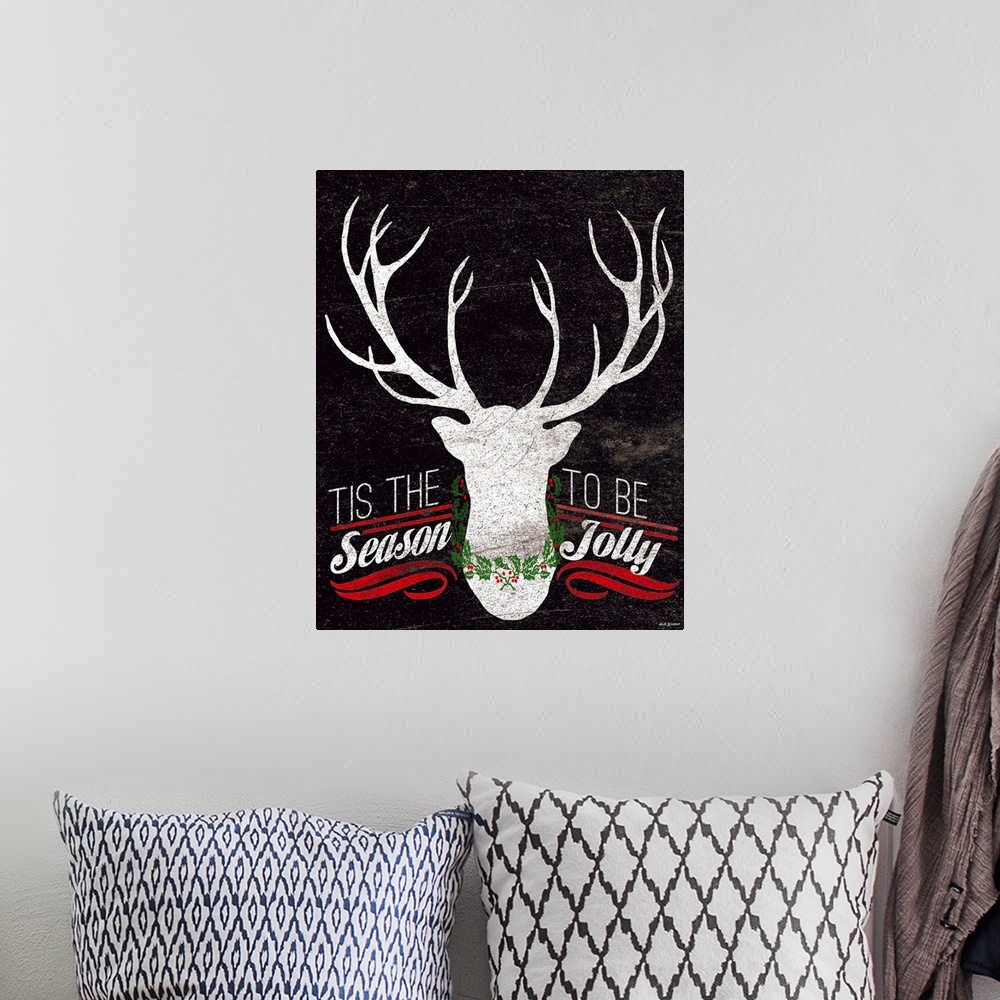 A bohemian room featuring Christmas Chalkboard White Deer
