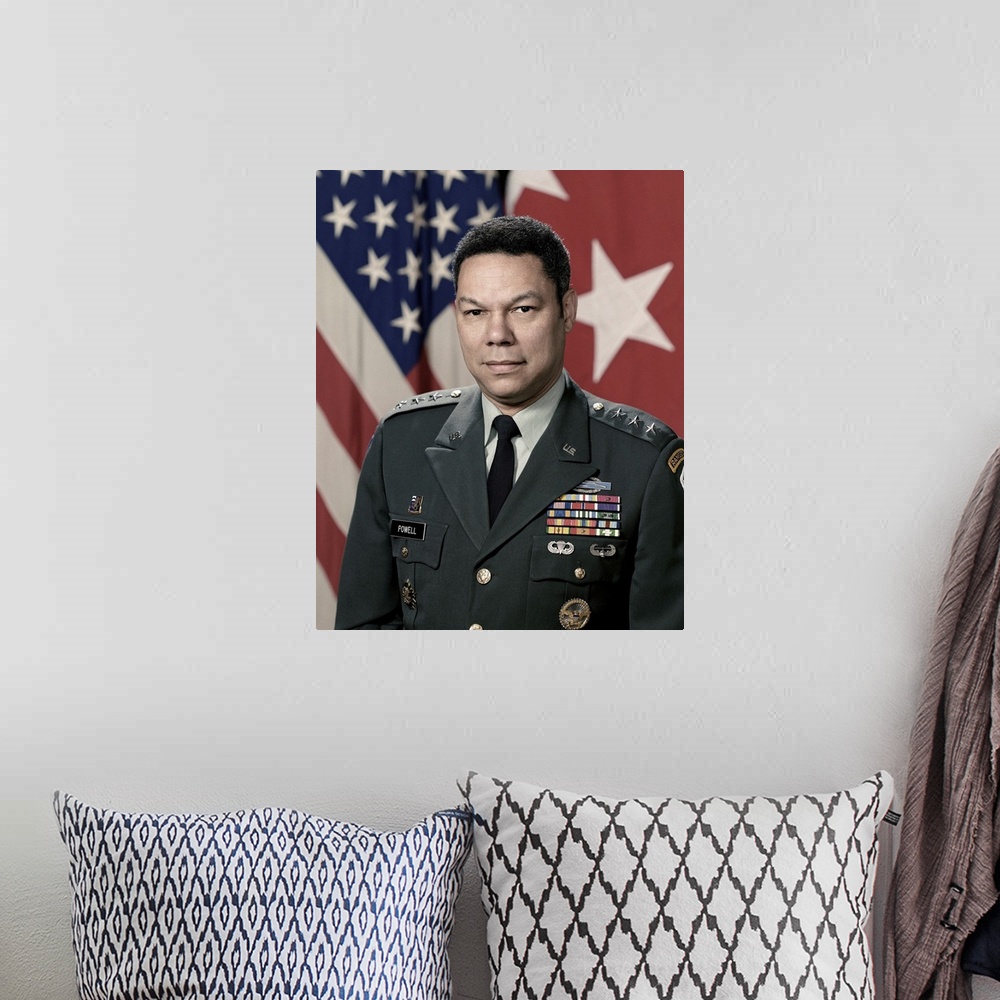 A bohemian room featuring COLIN POWELL (1937- ). American Army General and Secretary of State, 2001-2005. Photograph by Rus...