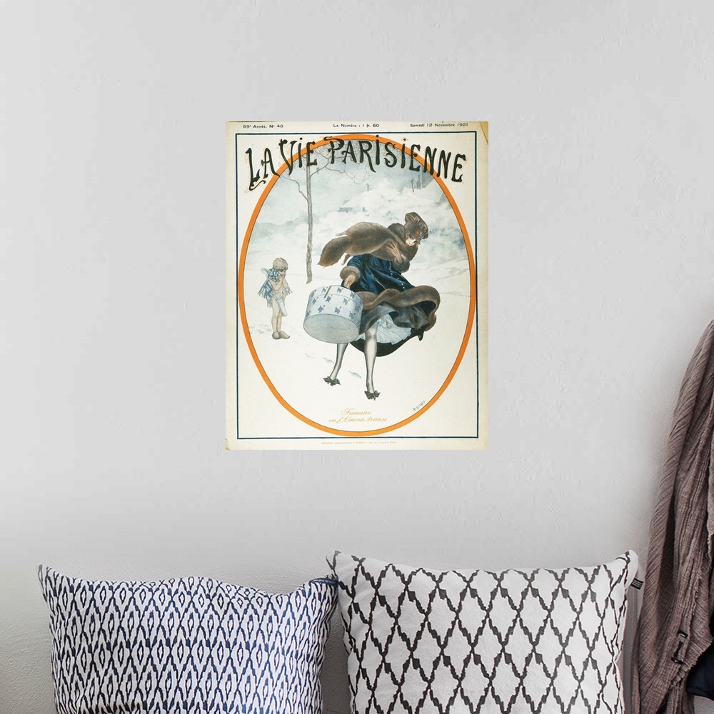 A bohemian room featuring Frimaire or the Chilled Cupid: cover of the French magazine La Vie Parisienne, November 1921.