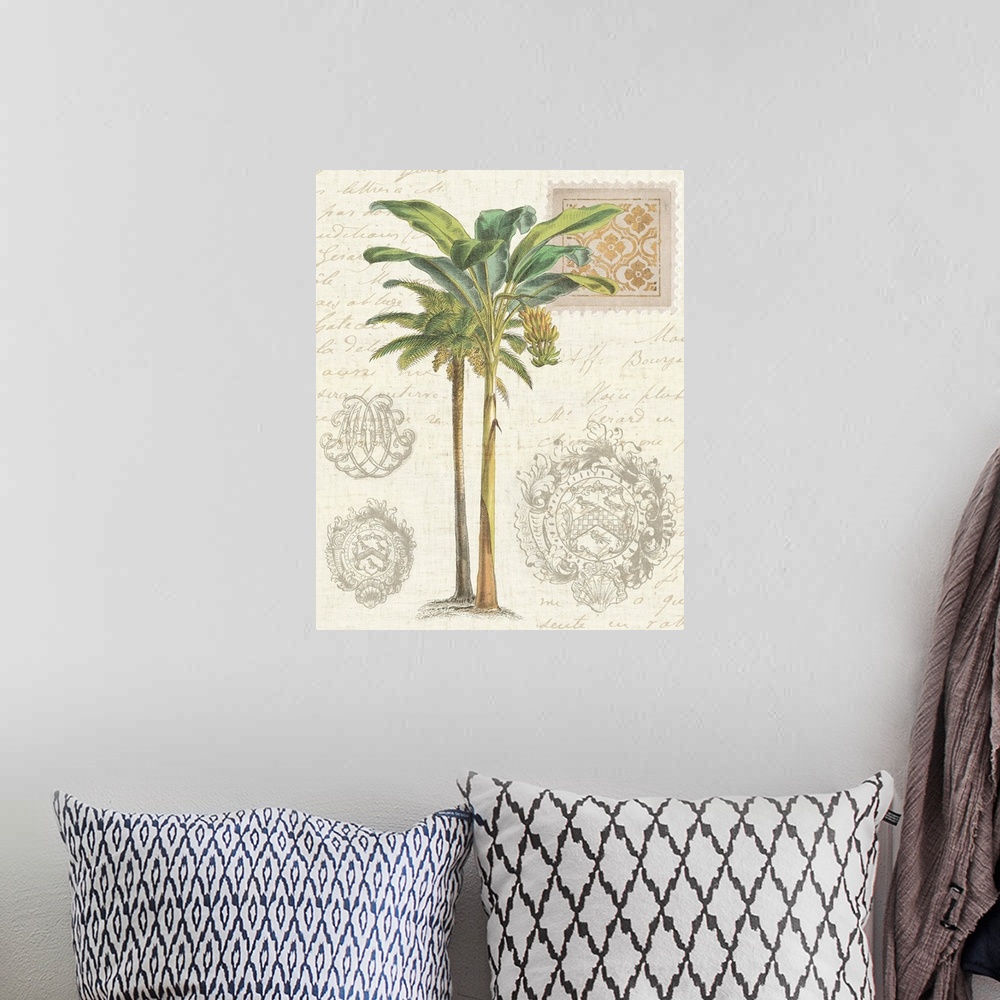 A bohemian room featuring Vintage Palm Study I