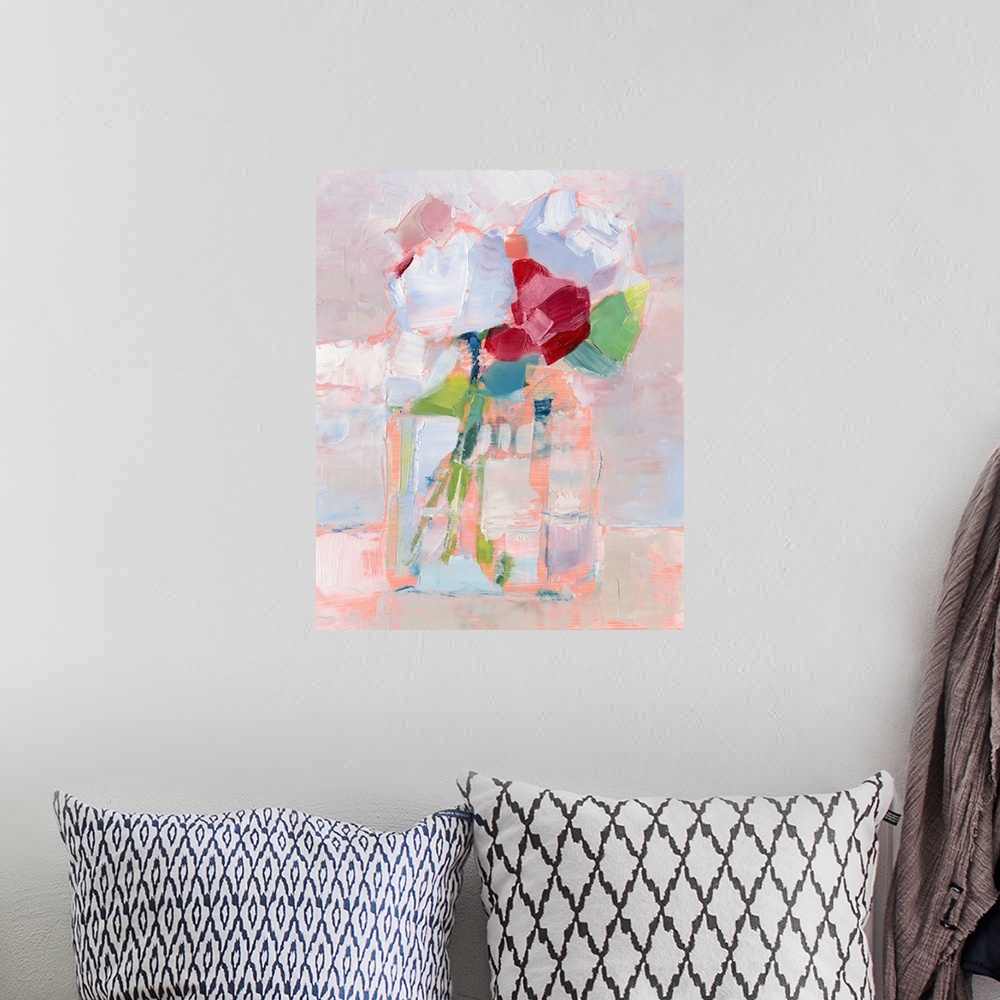 A bohemian room featuring Abstract Flowers in Vase I