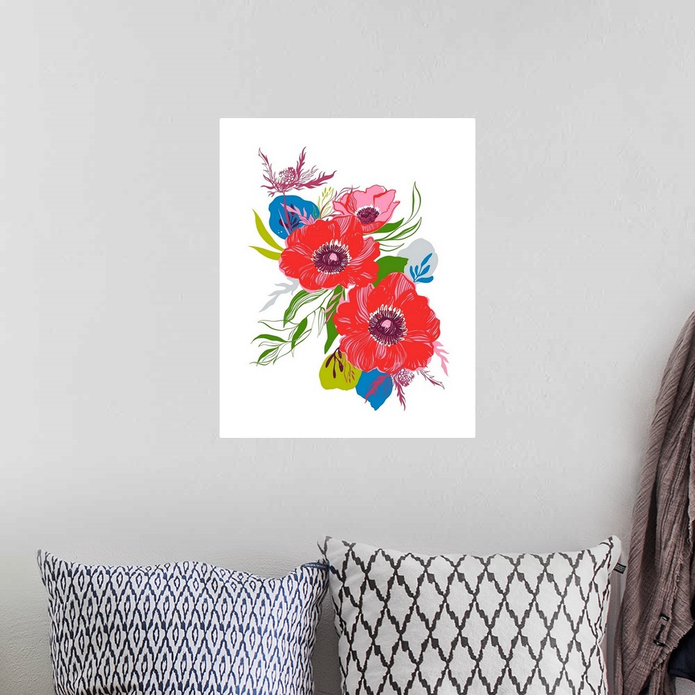A bohemian room featuring Brilliant Poppies II