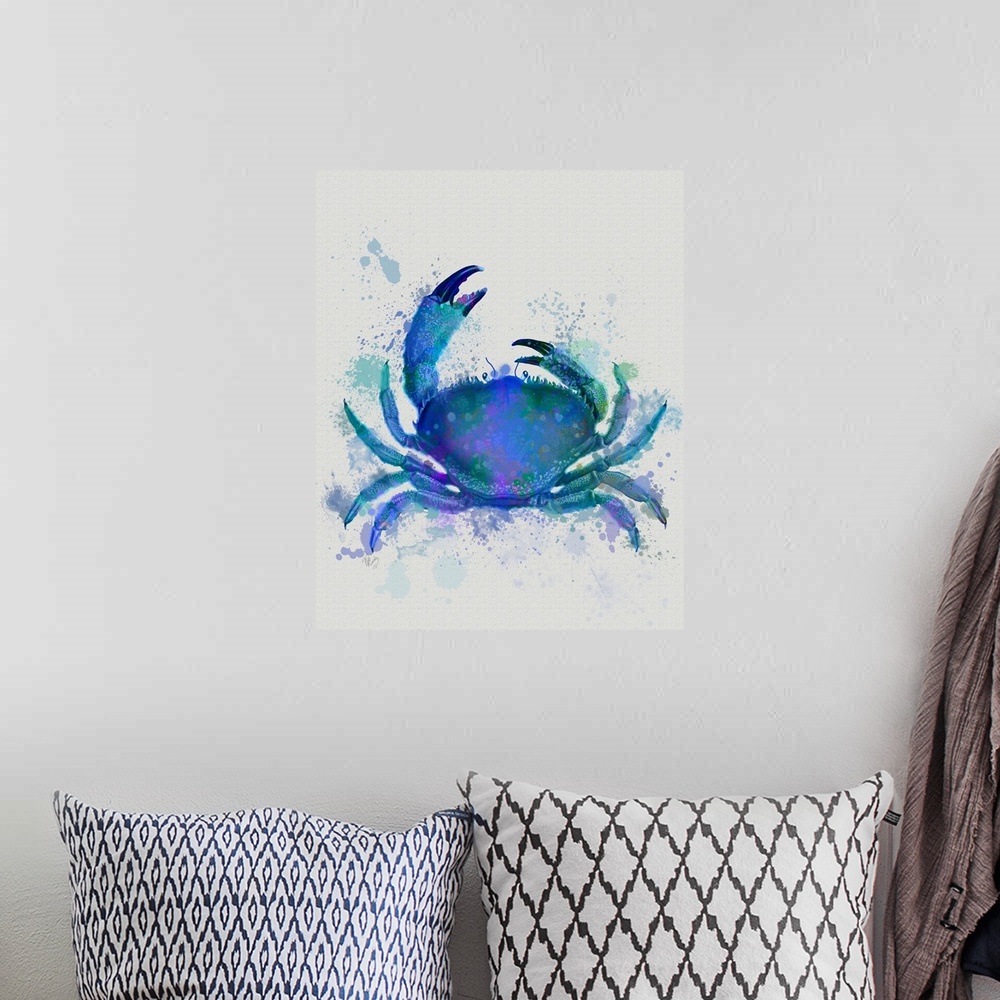A bohemian room featuring Crab 1 Blue Rainbow Splash