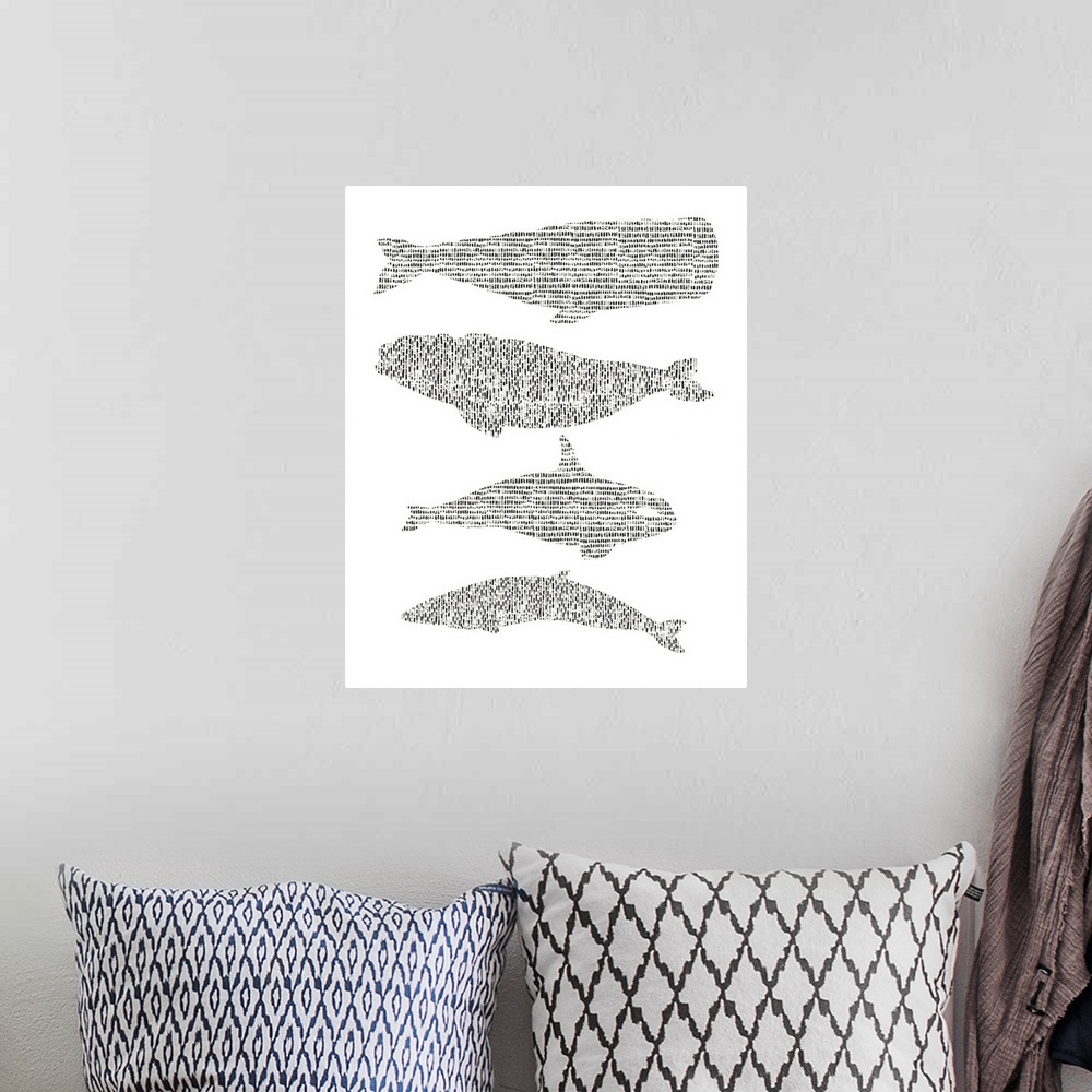 A bohemian room featuring Dashed Whale Chart I