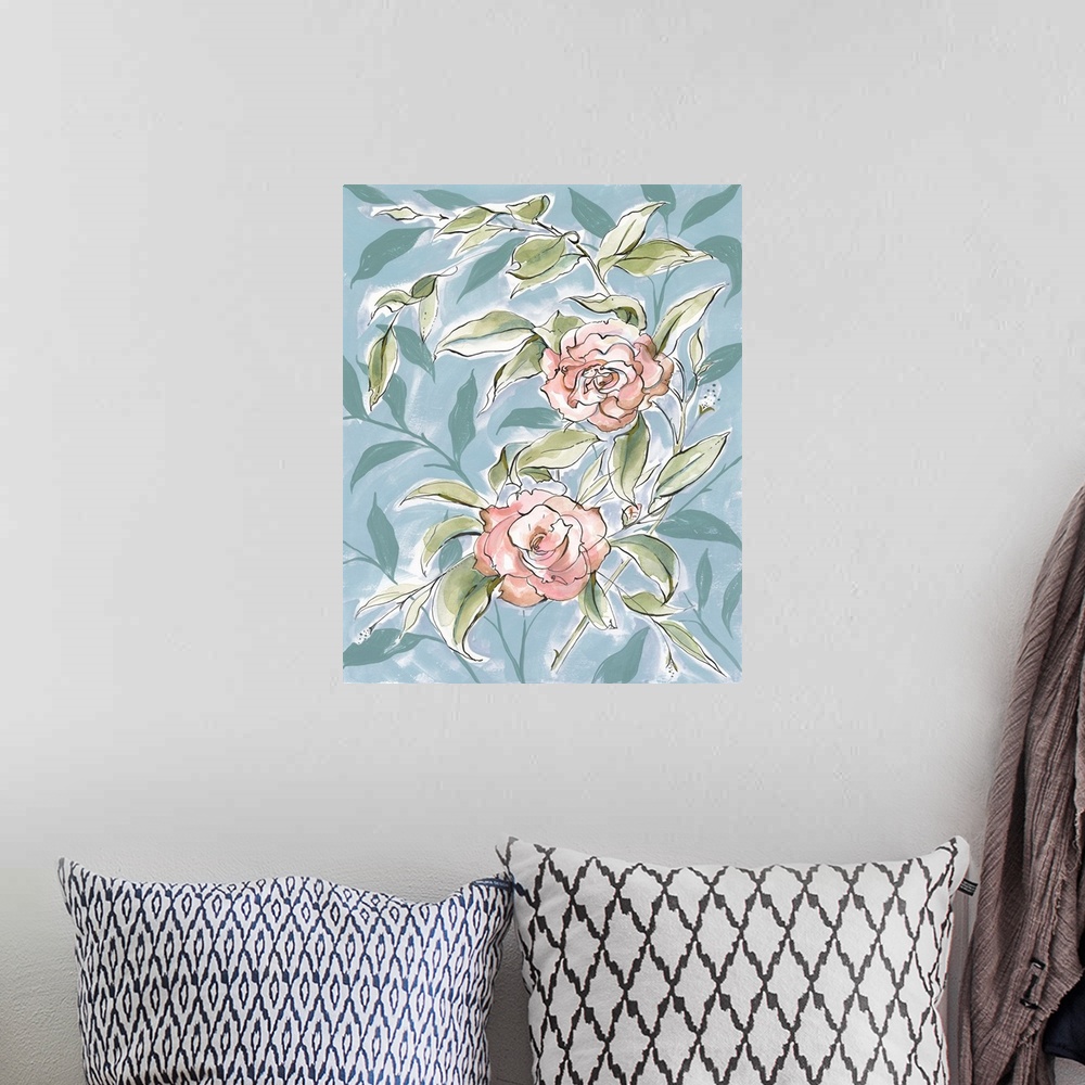 A bohemian room featuring Faded Camellias II