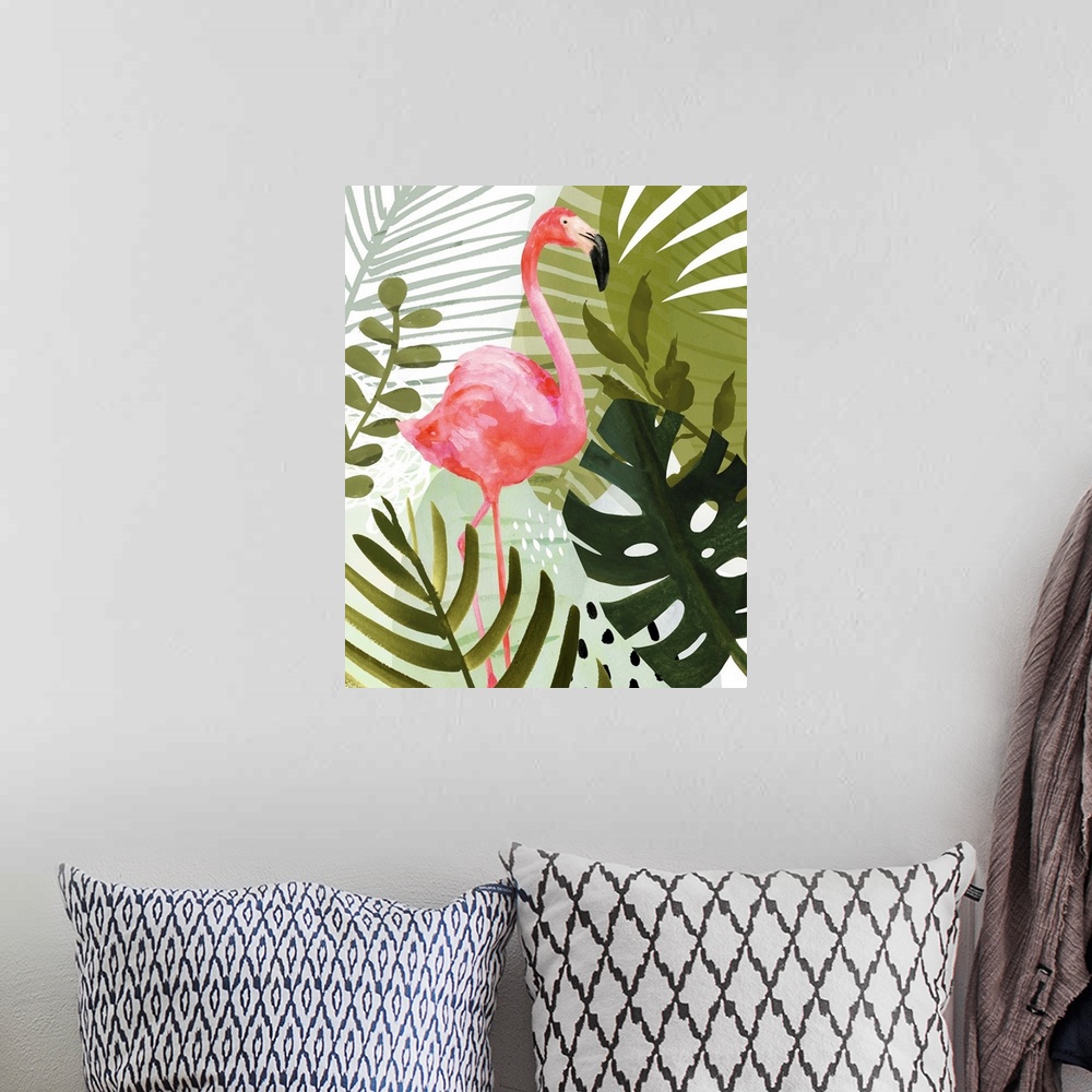 A bohemian room featuring Flamingo Forest II
